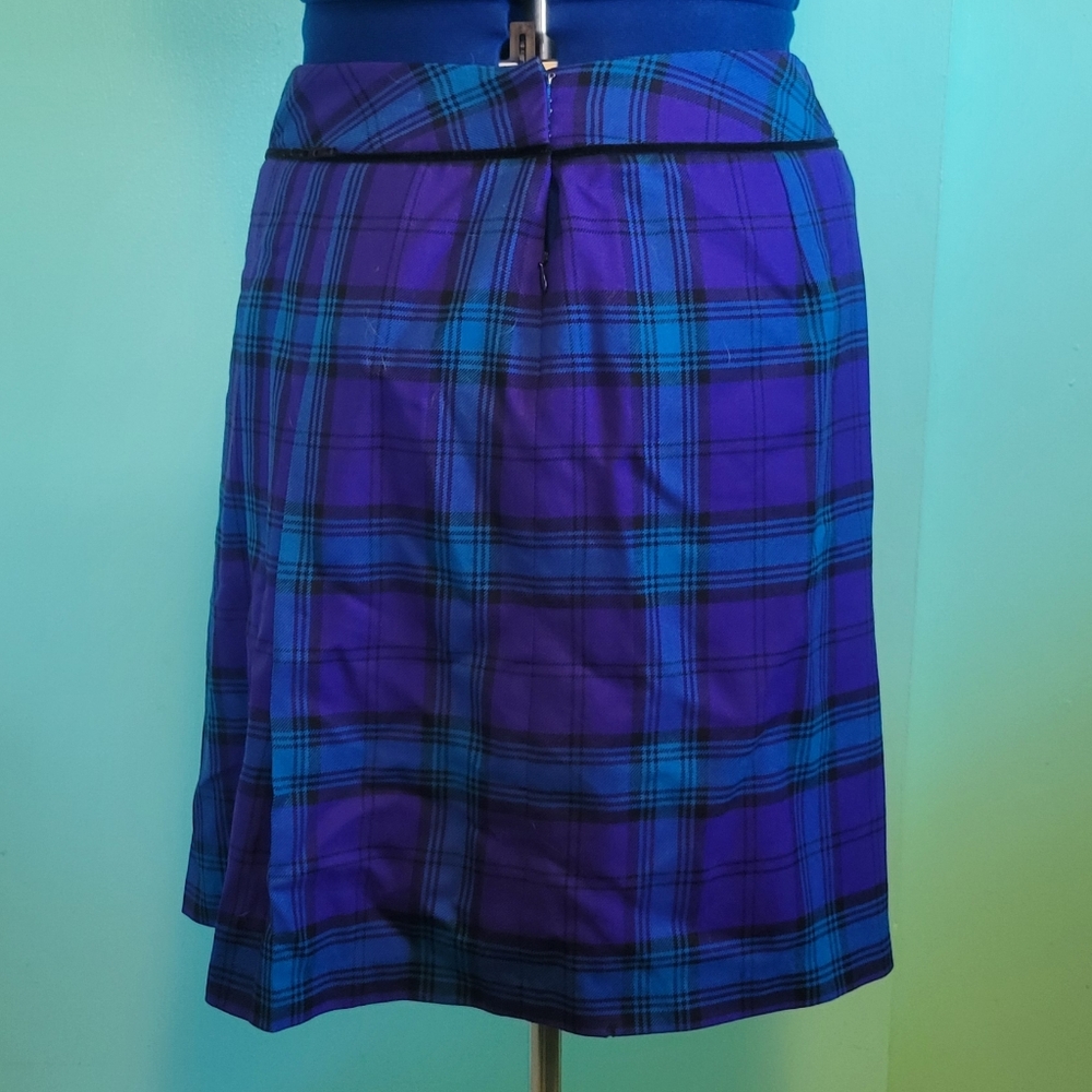 Vintage Petite Pendleton Blue & Purple Pleated Pencil Skirt - Picture 3 of 6